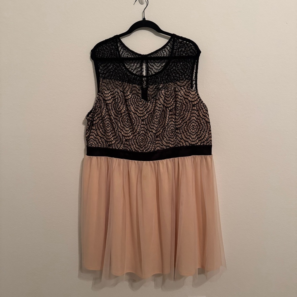 Mystic Black and Cream Lace Midi Dress